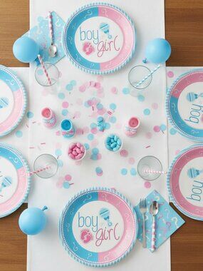 Forum Novelties Gender Reveal Plates Baby Shower Party Supplies 8 Count